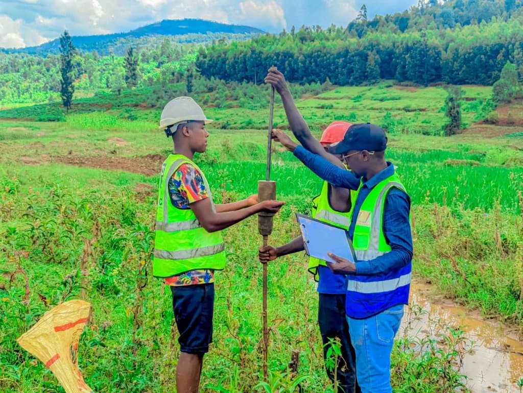 Manual auger sampling in the field